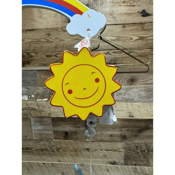 Vintage Sevi Wood Circus Themed Baby Mobile music clowns tigers sun rainbow - Picture 5 of 8